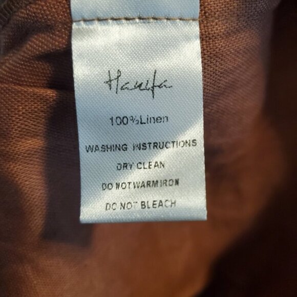 Hanifa Jade Cocoa Flare Leg Linen Pants Size L - Picture 12 of 12